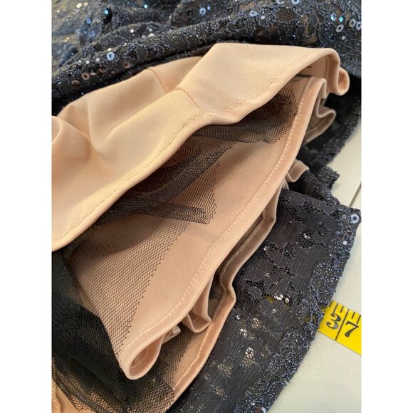 Morgan & Co. Sequin Halter Dress Sheer Insets & Keyhole Back Size 13 - Picture 10 of 14